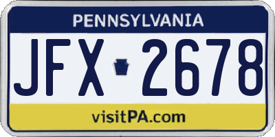 PA license plate JFX2678