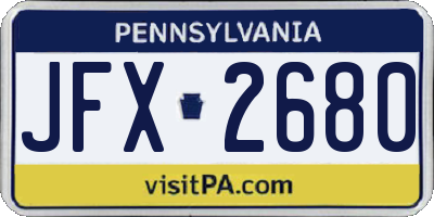 PA license plate JFX2680