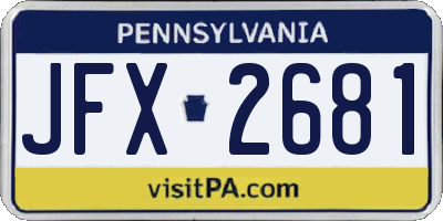 PA license plate JFX2681