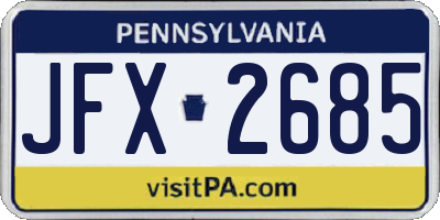 PA license plate JFX2685
