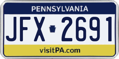 PA license plate JFX2691