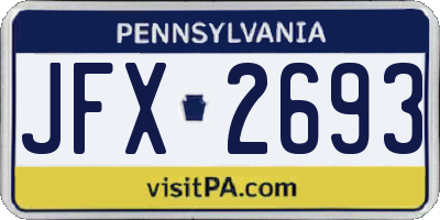 PA license plate JFX2693