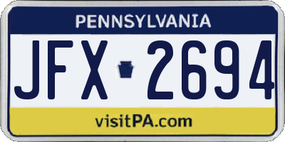 PA license plate JFX2694