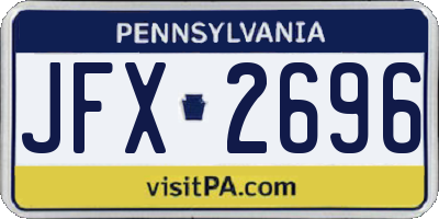 PA license plate JFX2696