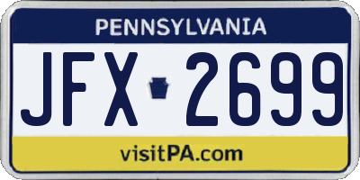 PA license plate JFX2699