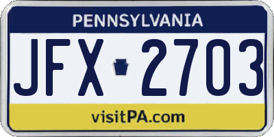 PA license plate JFX2703