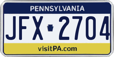 PA license plate JFX2704