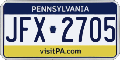 PA license plate JFX2705