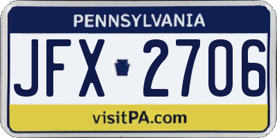 PA license plate JFX2706