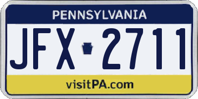 PA license plate JFX2711