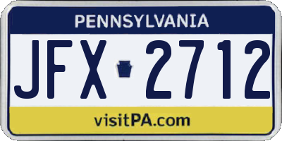 PA license plate JFX2712