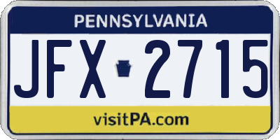 PA license plate JFX2715