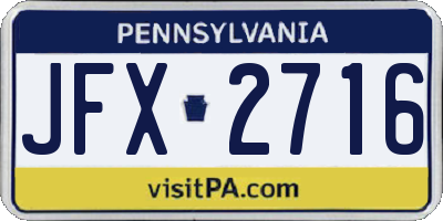 PA license plate JFX2716