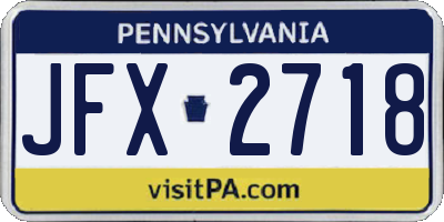 PA license plate JFX2718