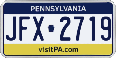 PA license plate JFX2719