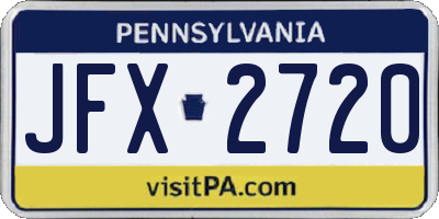 PA license plate JFX2720