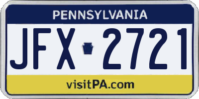 PA license plate JFX2721