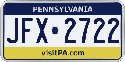 PA license plate JFX2722