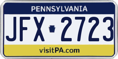 PA license plate JFX2723