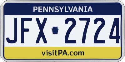PA license plate JFX2724