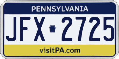 PA license plate JFX2725
