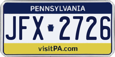PA license plate JFX2726