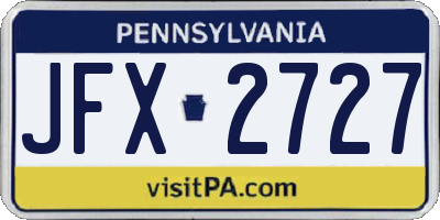 PA license plate JFX2727