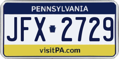PA license plate JFX2729