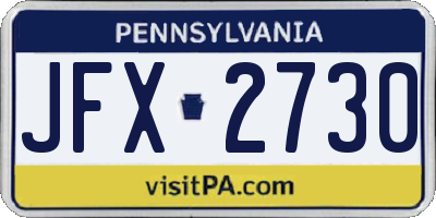 PA license plate JFX2730