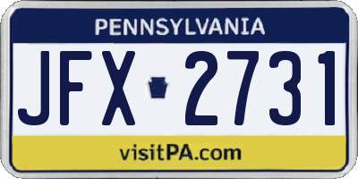 PA license plate JFX2731