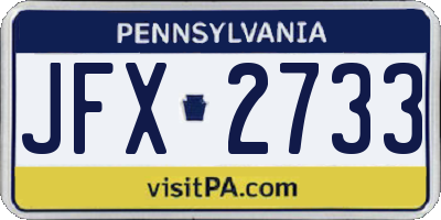 PA license plate JFX2733