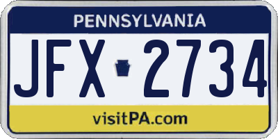 PA license plate JFX2734