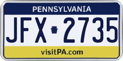PA license plate JFX2735