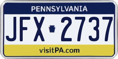 PA license plate JFX2737