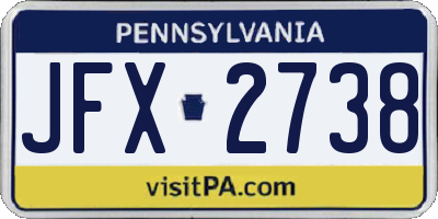 PA license plate JFX2738