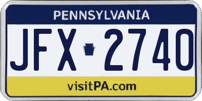 PA license plate JFX2740