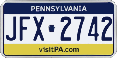 PA license plate JFX2742