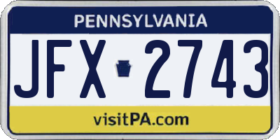 PA license plate JFX2743