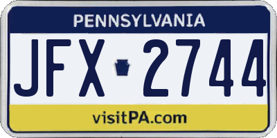PA license plate JFX2744