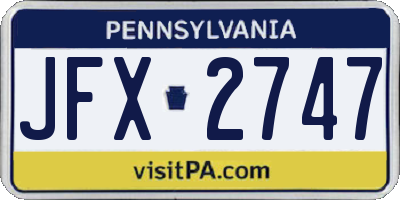 PA license plate JFX2747