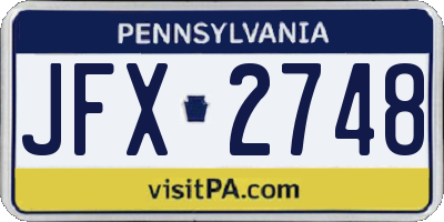 PA license plate JFX2748