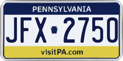 PA license plate JFX2750