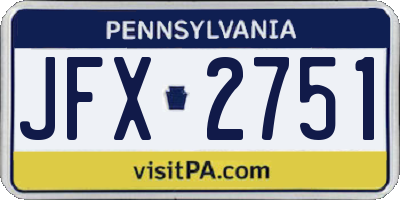 PA license plate JFX2751