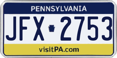 PA license plate JFX2753