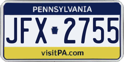 PA license plate JFX2755