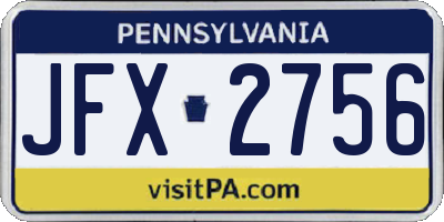 PA license plate JFX2756