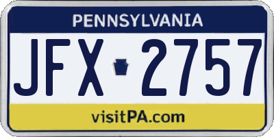 PA license plate JFX2757