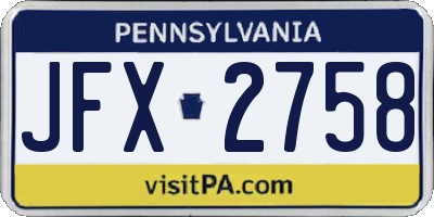 PA license plate JFX2758