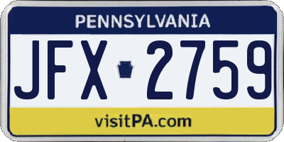 PA license plate JFX2759