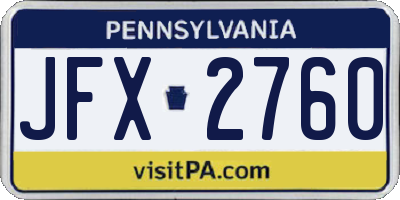 PA license plate JFX2760